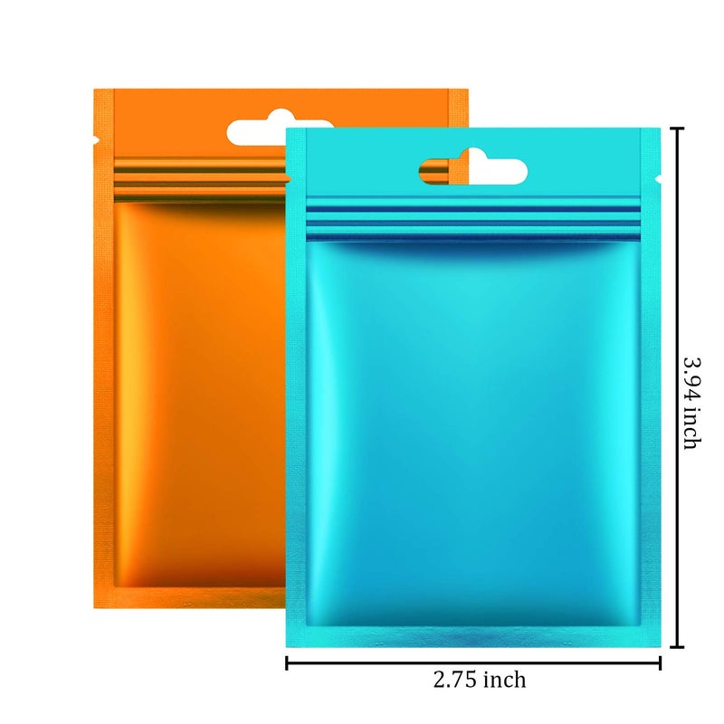 Hestya 200 Pieces Film Resealable Bags Polyester Odor Proof Bags Aluminum Foil Food Storage Metallic Flat Zipper Sealable Pouch for Small Business Candy Sample Packaging(7 x 10 cm,Multicolor) - Image 2